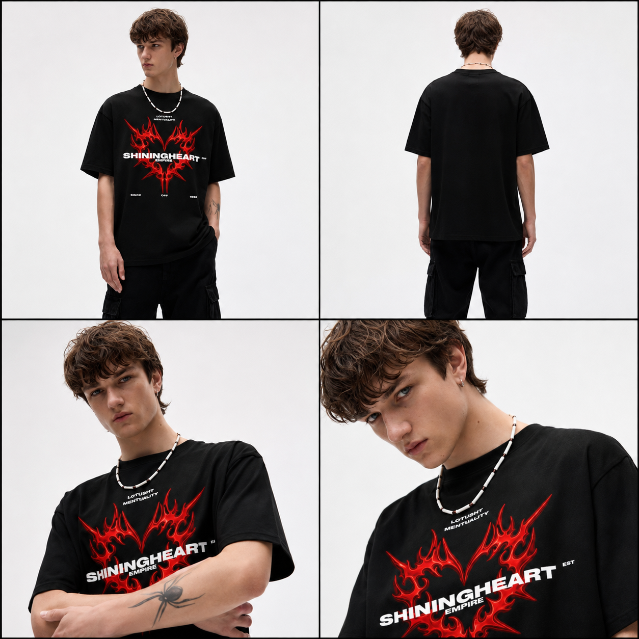 Shining Heart Empire Graphic T-Shirt – Black Flame Edition