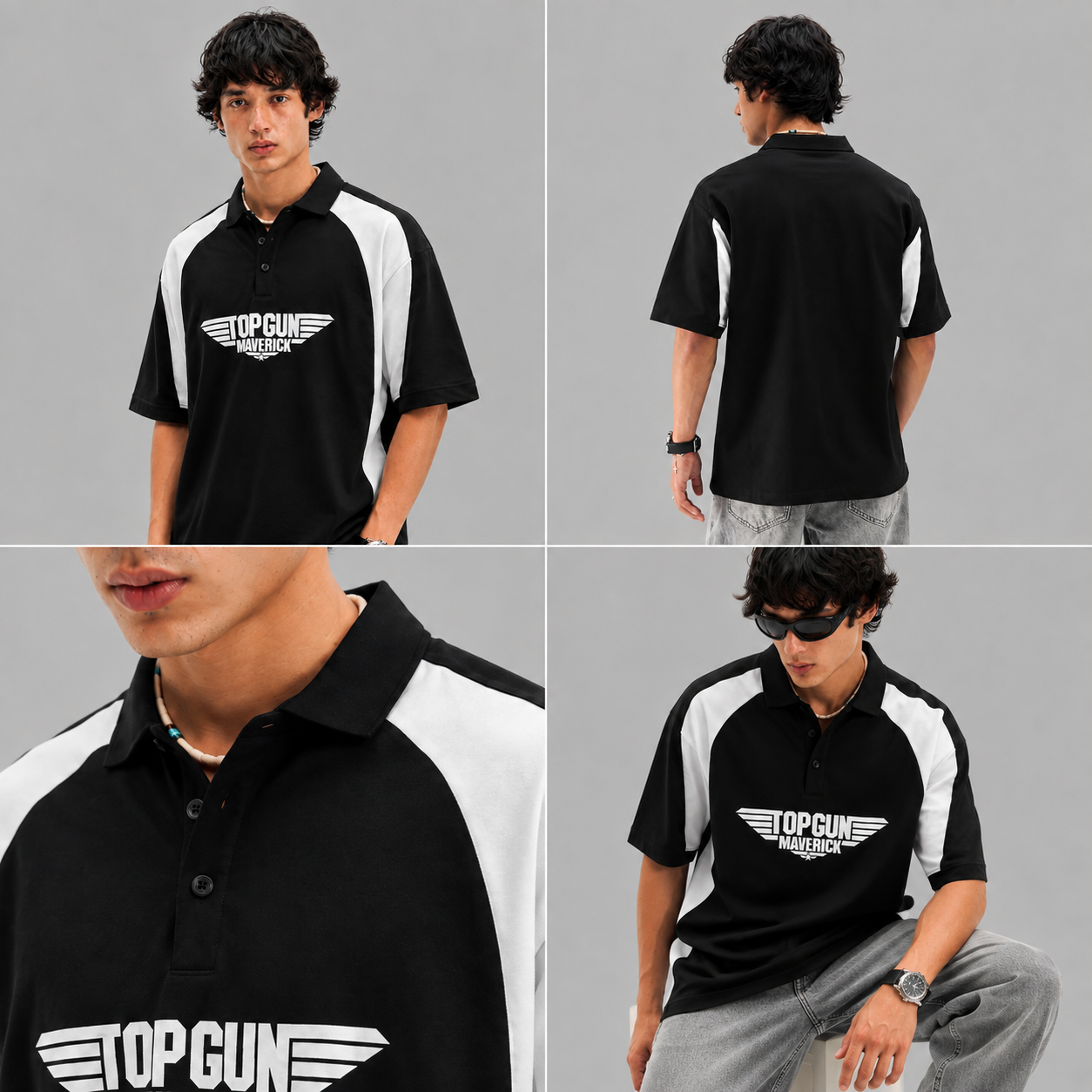 Top Gun Maverick Polo T-Shirt – Black & White