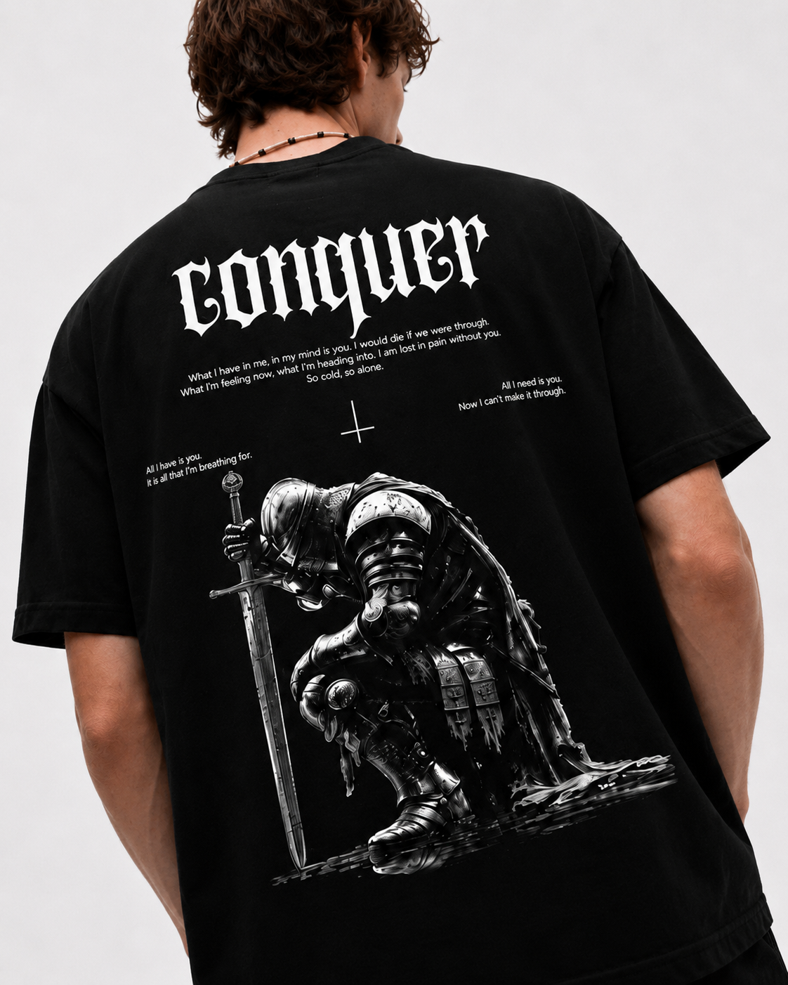 Conquer Knight Graphic T-Shirt – Black