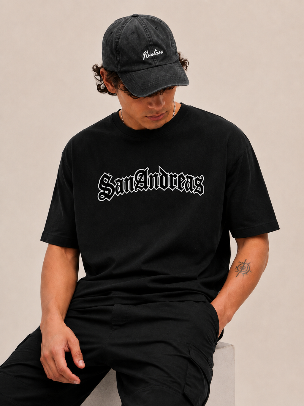 San Andreas Gothic Streetwear Regular Tee – Black