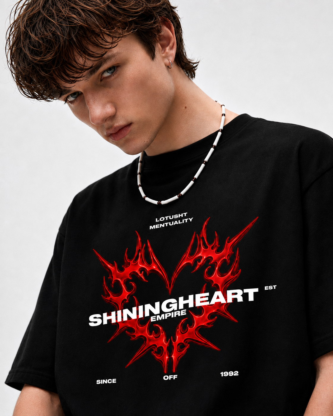 Shining Heart Empire Graphic T-Shirt – Black Flame Edition
