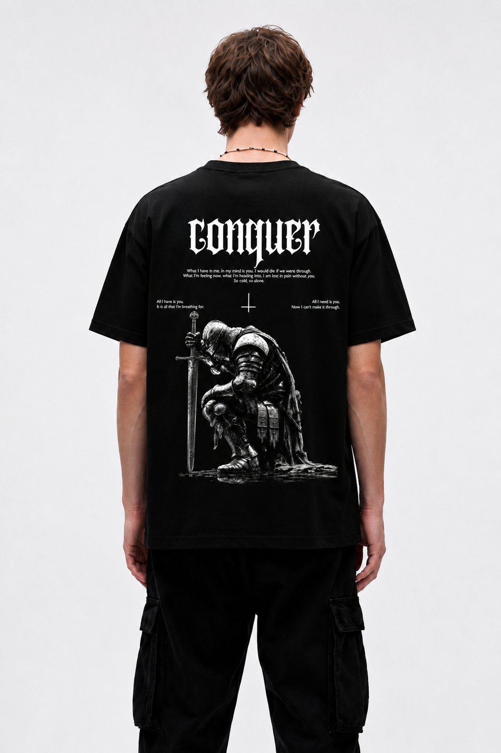 Conquer Knight Graphic T-Shirt – Black