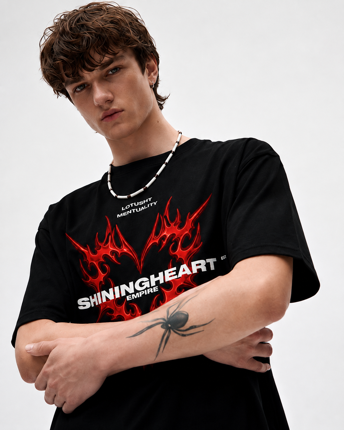 Shining Heart Empire Graphic T-Shirt – Black Flame Edition