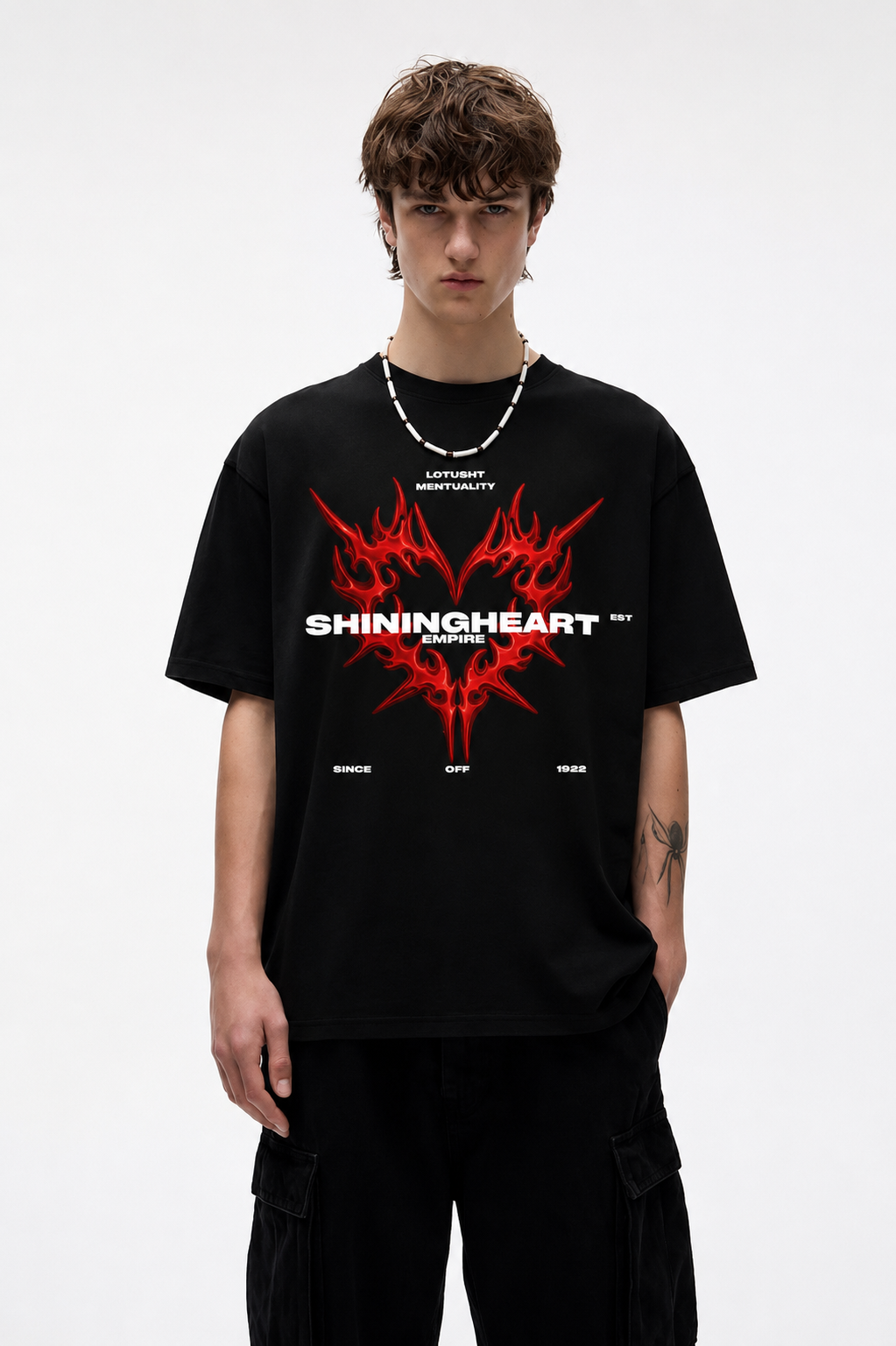Shining Heart Empire Graphic T-Shirt – Black Flame Edition