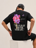 God Plan Floral Faith Graphic T-Shirt – Black