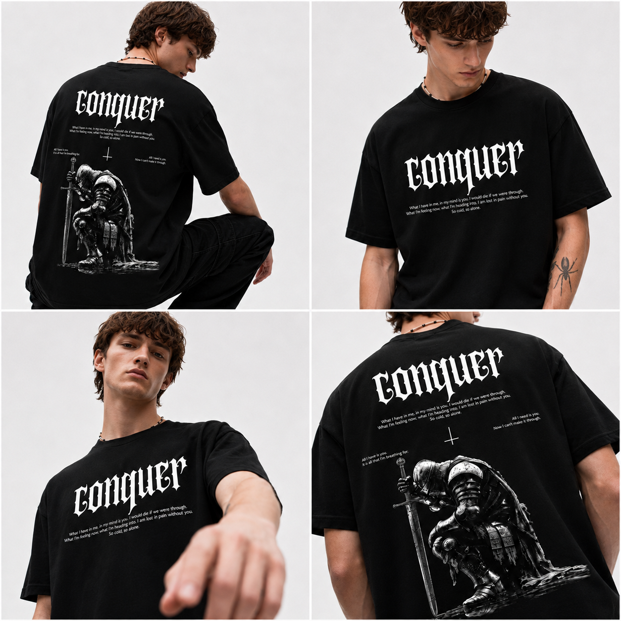 Conquer Knight Graphic T-Shirt – Black