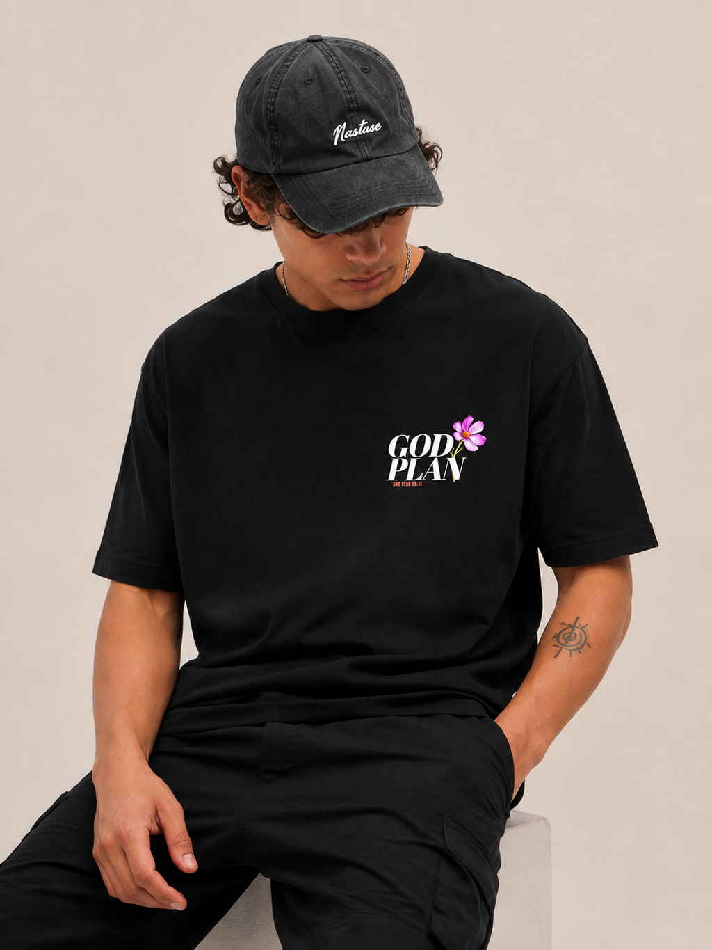 God Plan Floral Faith Graphic T-Shirt – Black