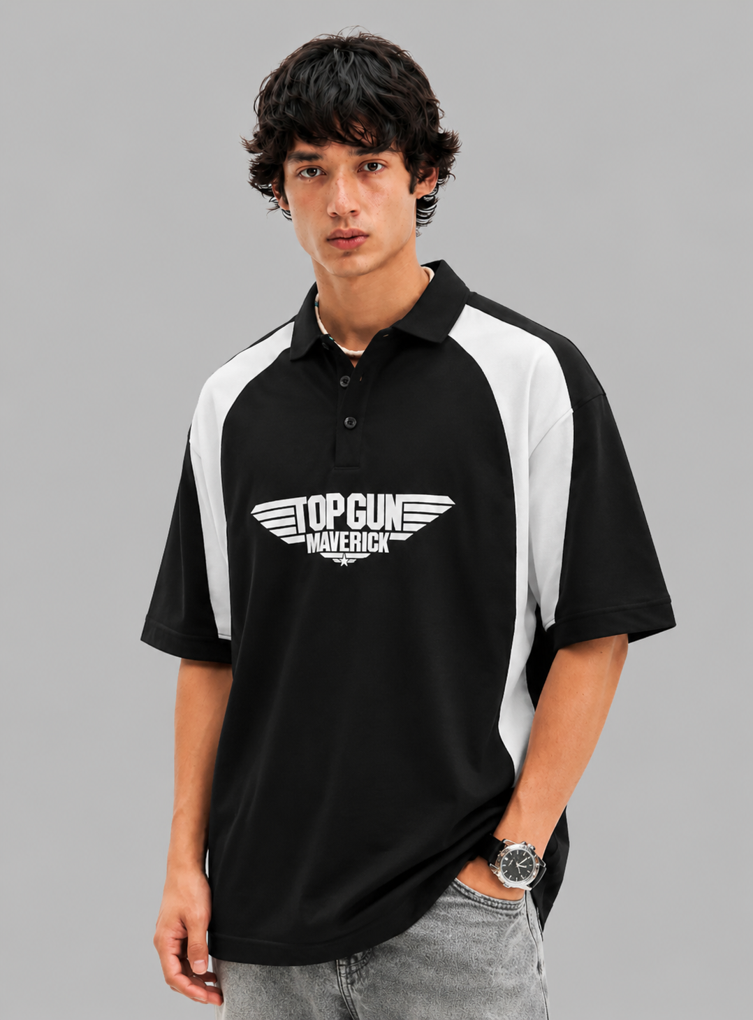 Top Gun Maverick Polo T-Shirt – Black & White