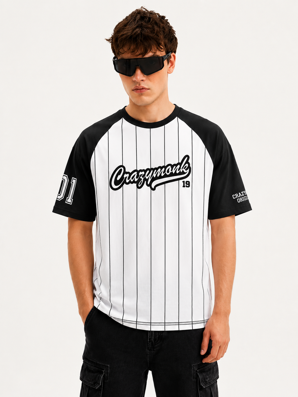 Crazymonk Originals Jersey T-Shirt – White & Black