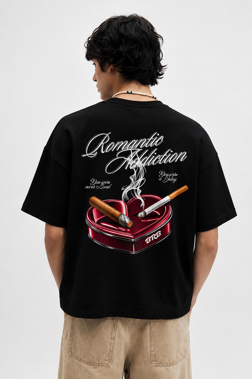 Romantic Addiction Graphic T-Shirt – Black